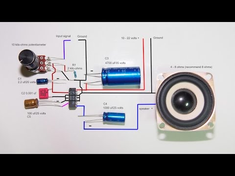 2.5 watts lm 380n amplifier with full wiring diagram.