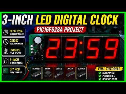 3 Inch LED Digital Clock Project PIC16F628A | DS1302 &amp; DS18B20 | JLCPCB