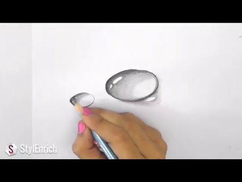 3D Drawing Art : How to Draw 3D Dew Drop on Leaf | Easy Pencil Drawings