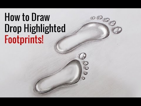 3D Pencil Drawings : How to Make 3D Drop Highlighted Footprints