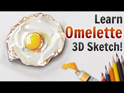 3D Pencil Drawings | Learn Amazing 3D Omelette Sketch Tutorial in Few Easy Steps