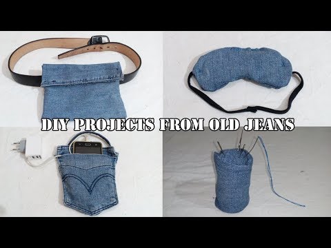 4 DIYS from OLD JEANS | Recycle / Reconstruct Old Denim. ( Must Try DIYS this Holiday )