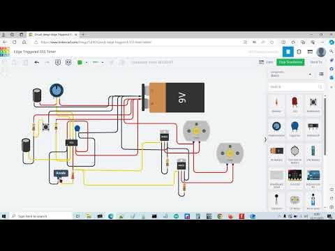 555 Timer Edge Triggered Monostable using Tinkercad