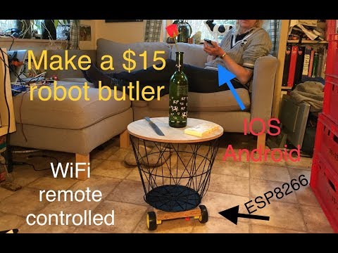 A $15 simple ESP8266 based robot butler / car / tank for Iphone or Android