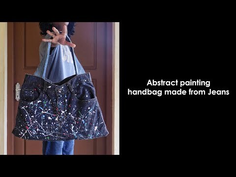 Abstract painting Handbag made from OLD JEANS ( Satisfying )