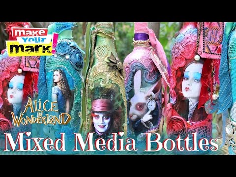 Alice Through The Looking Glass Mixed Media Bottles