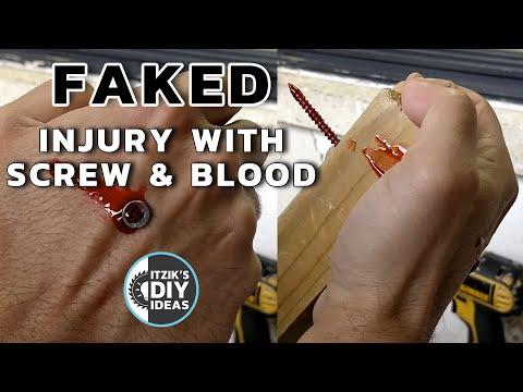 April Fools' Day &quot;Careful&quot; Prank On My Wife (Wood Screw with faked blood)