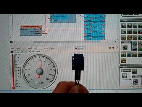 Arduino Nano: DHT11 Temperature and Humidity Visual Instrumentation with Visuino