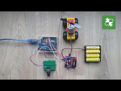 Arduino UNO + DC motor + L298N + Potentiometer