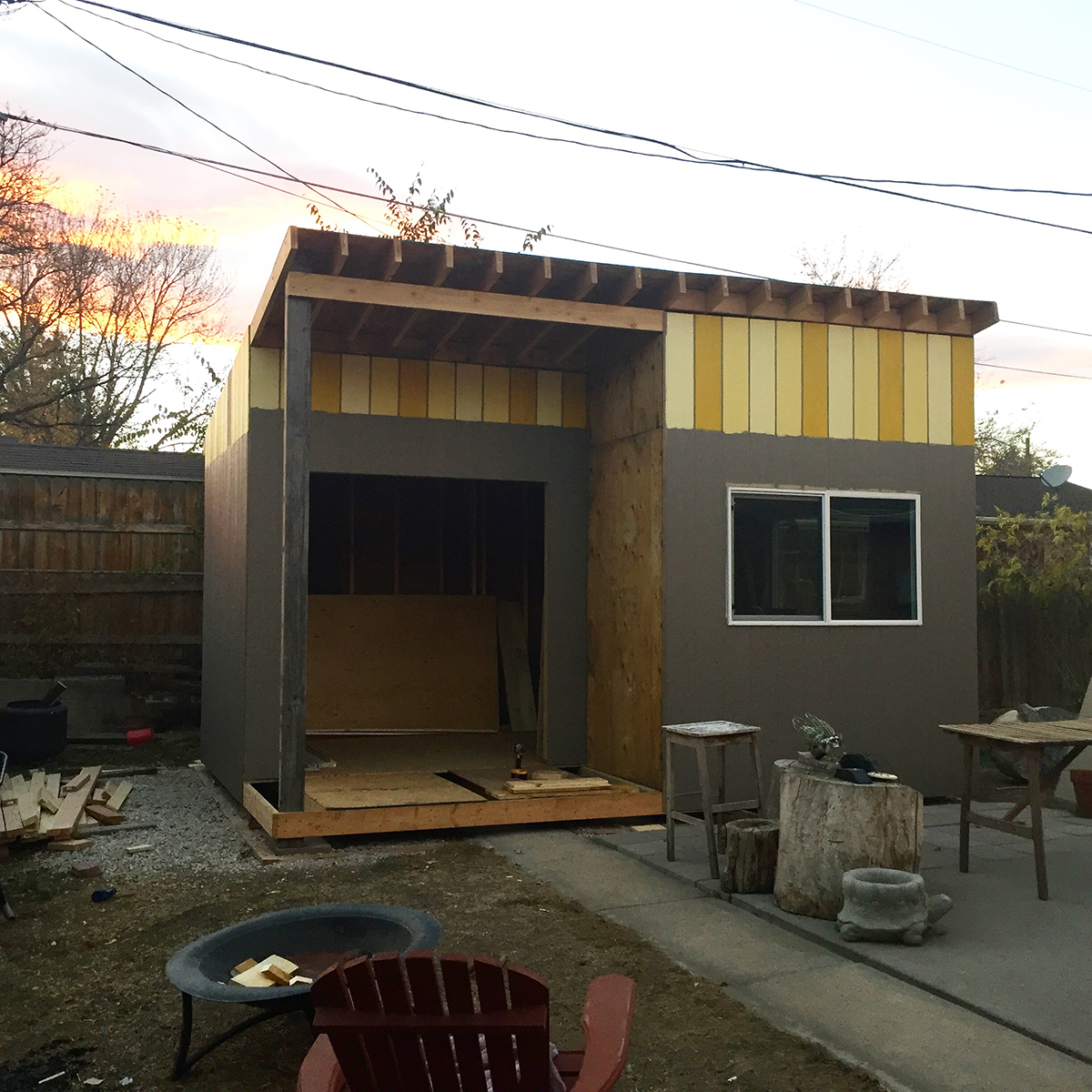 Backyard art studio exterior process.jpg