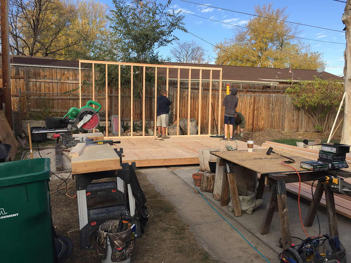 Backyard art studio framing back wall 2.jpg