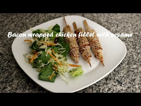 Bacon wrapped chicken fillet with sesame recipe