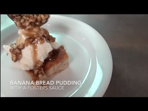 Banana Bread Pudding with a Fosters Sauce