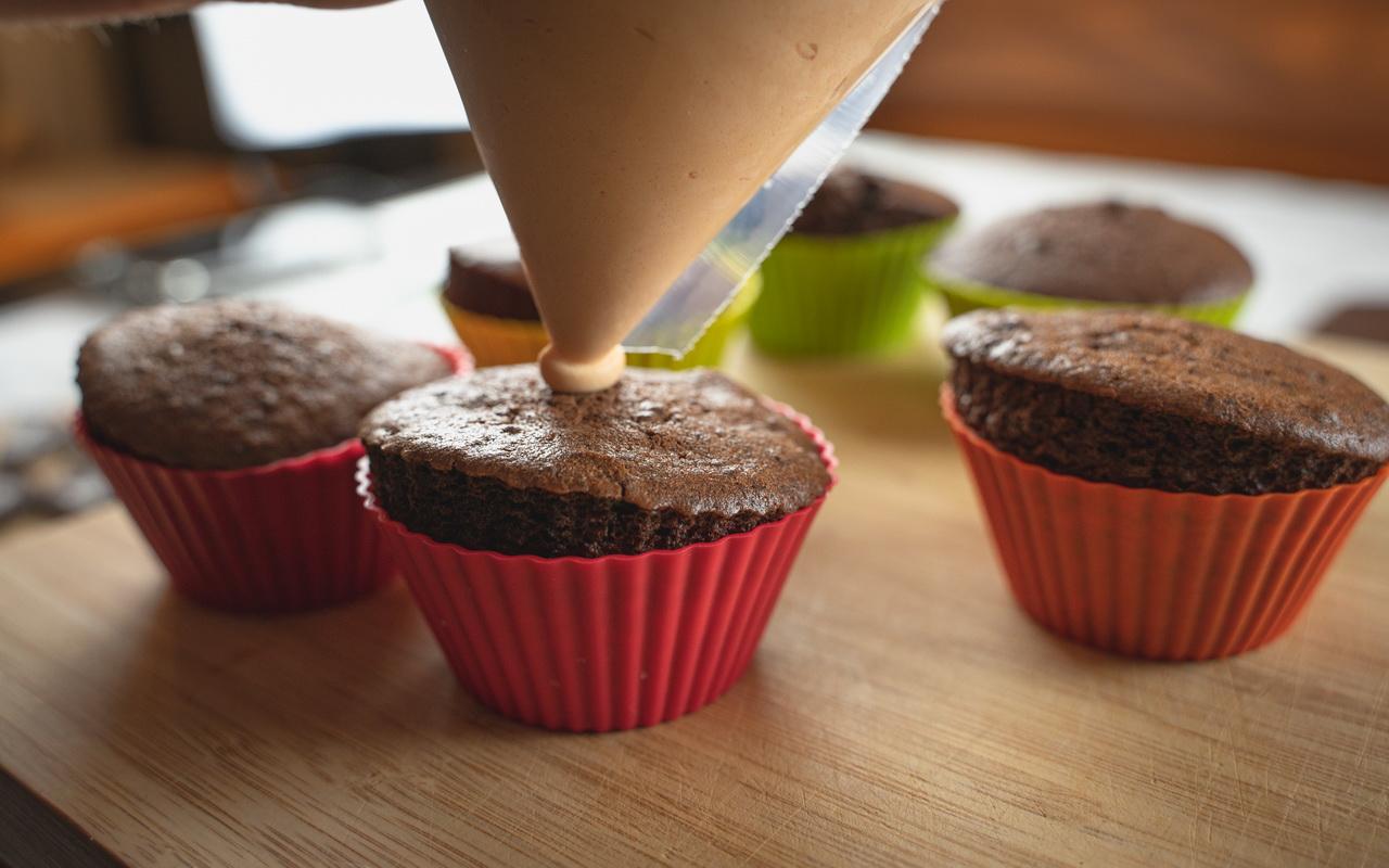 Bat &amp; Spider Halloween Cupcakes - Frosting Cupcakes.jpg