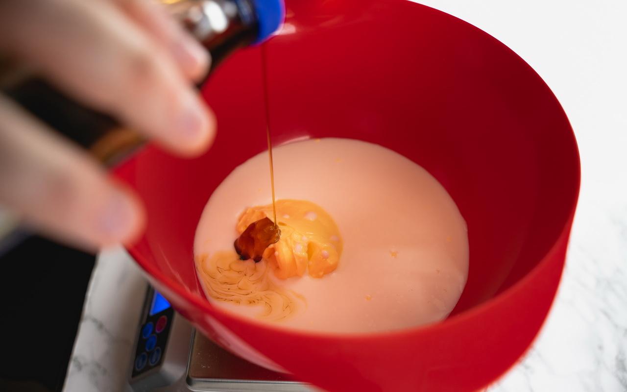 Bat &amp; Spider Halloween Cupcakes - Mixing Maple Syrup Frosting.jpg