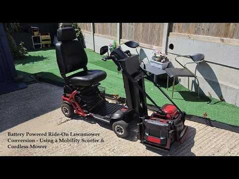 Battery Powered Ride-On Lawnmower Conversion - Using a Mobility Scooter &amp; Cordless Mower