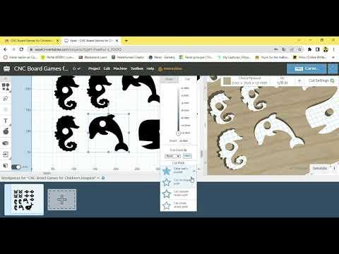 CNC Board Games for Children's Hospital: selecting the type of cut in EASEL&reg; Inventables
