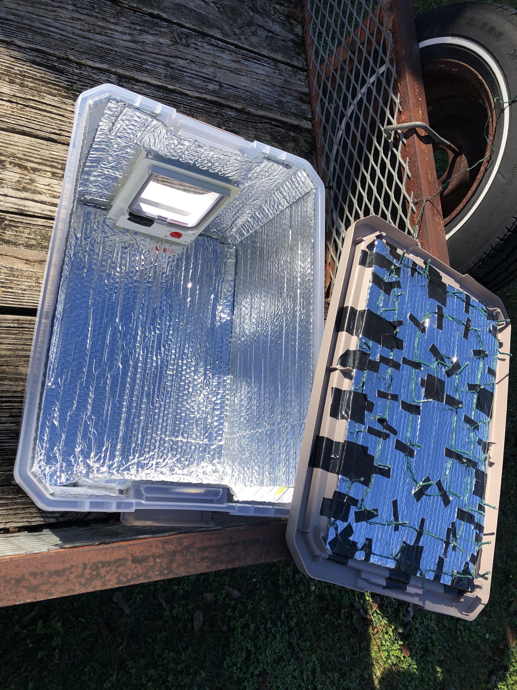 Cat Box Lined with Foil Insulation.JPG