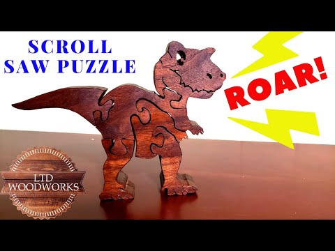 Children's Dinosaur Puzzle/Scroll Saw Project/Walnut Wood