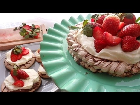 Chocolate Nutella Strawberry Pavlova Cakes | 12 Days of Xmas