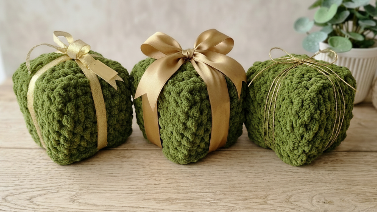 Christmas In July Crochet Chunky Christmas Box Decor.png