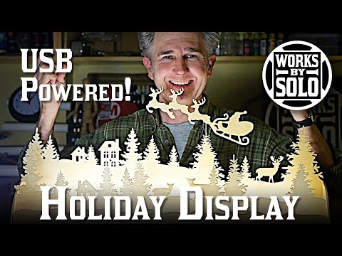 Christmas Winter Village Scene with USB Powered LED Lighting / Carved by CNC Router from Plywood