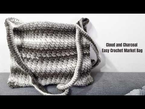 Cloud and Charcoal Easy Crochet Market Bag