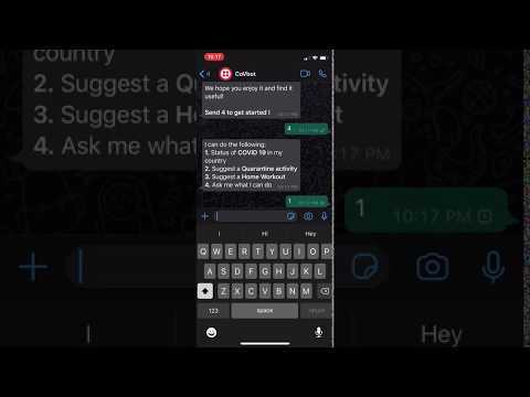 CoVbot - A Simple WhatsApp Chatbot For Latest COVID 19 Status Demo
