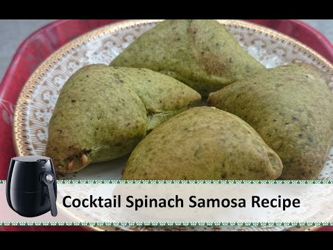 Cocktail Spinach Samosa Recipe | Philips Airfryer Recipes by Healthy Kadai