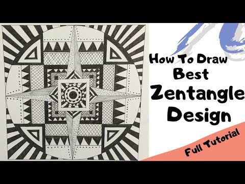 Complex Doodle Zentangle Art Design For Beginners, Easy Tutorial Drawing Step By Step How To Draw