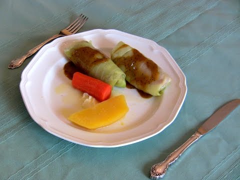 Corned beef cabbage rolls with mustard molasses sauce