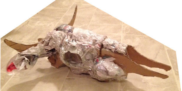 Cow skull newspaper build.JPG