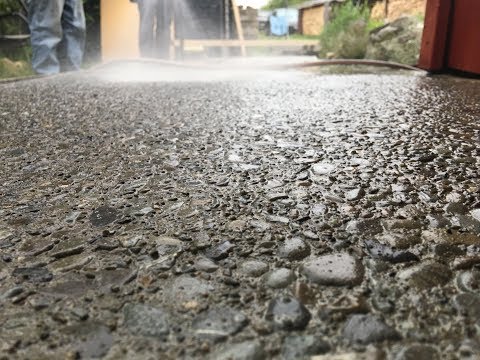 Creating Exposed Aggregate Path - Washing off cement part 2