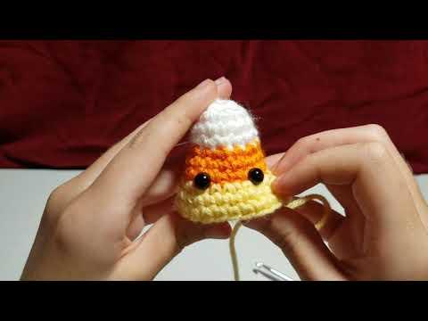 Crochet Candy Corn Placing The Eyes (Instructables DIY)