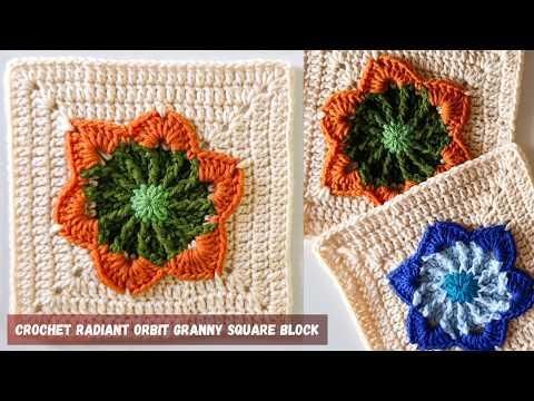 Crochet Radiant Orbit Granny Square Block