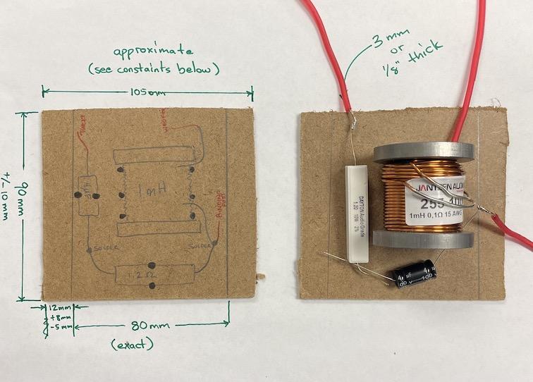 Crossover board layout with markings and components.JPG