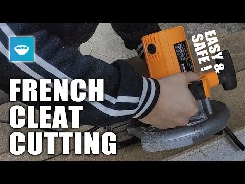 Cutting french cleat with circular saw from scrap particleboard