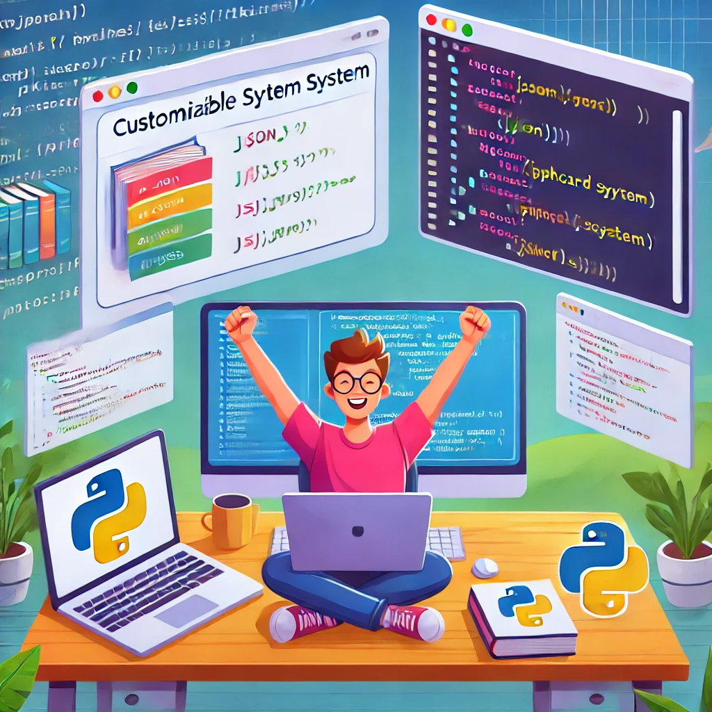 DALL&middot;E 2024-10-18 00.56.27 - An illustration of a programmer celebrating after successfully building a customizable flashcard system. The scene shows the computer screen displayin.png