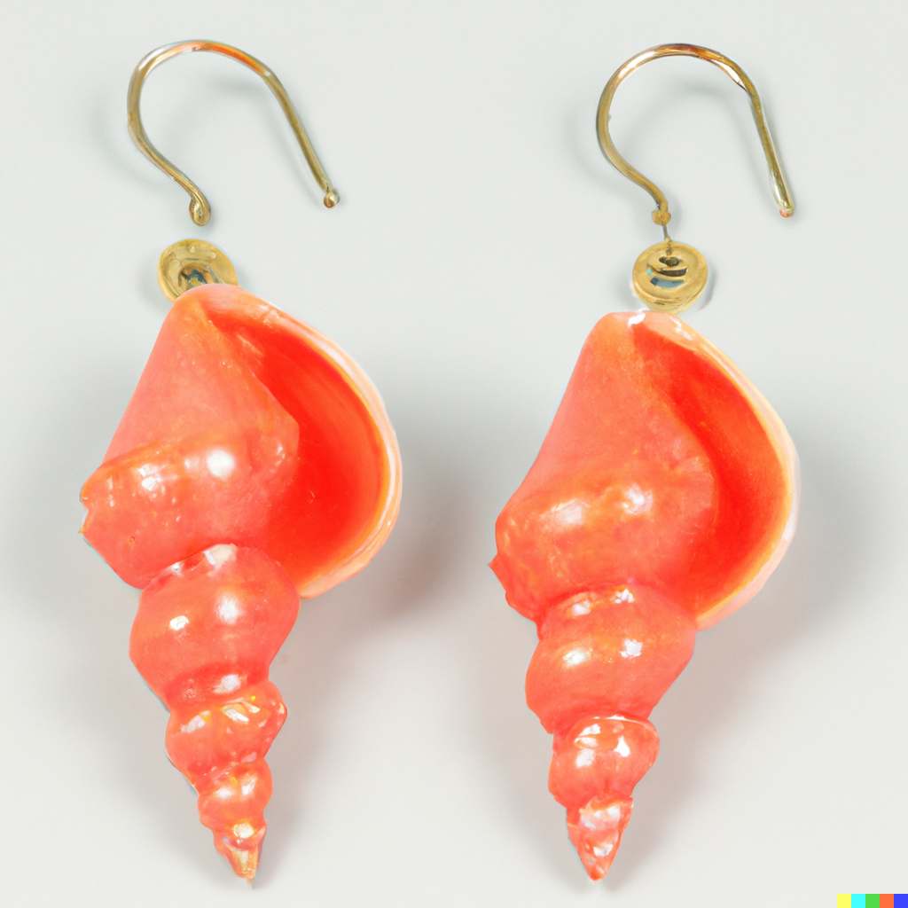 DALL&middot;E 2022-10-08 16.04.54 - Earrings for stretched earlobes modeled after conch shells.png