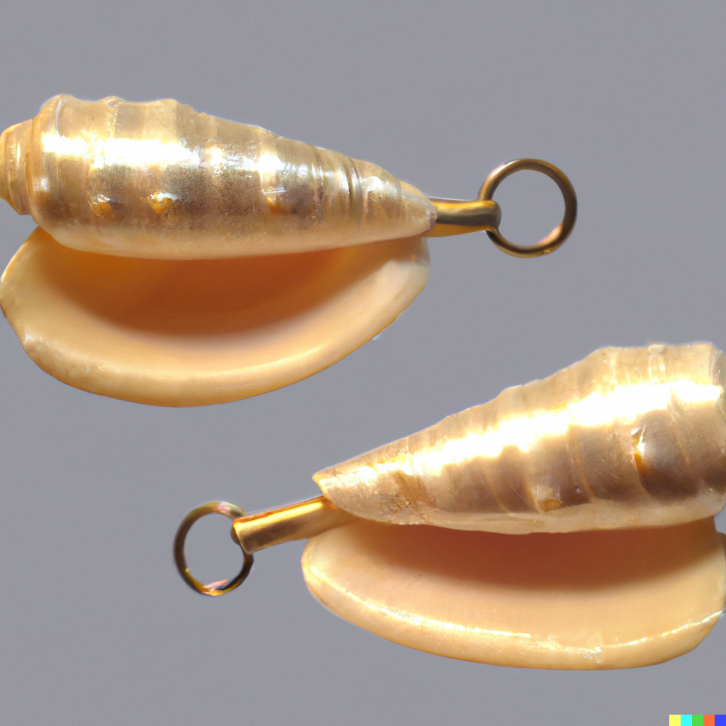 DALL&middot;E 2022-10-08 16.04.49 - Earrings for stretched earlobes modeled after conch shells.png