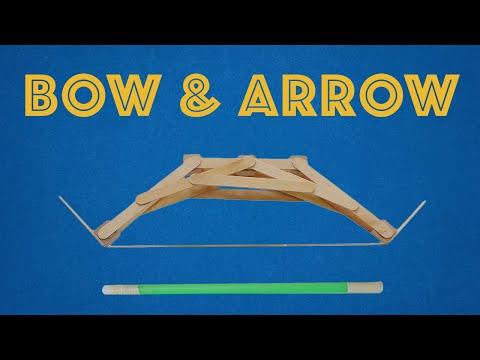 DIY Bow and Arrow Engineering Project made from Craft Sticks, Rubber Bands, and a Straw