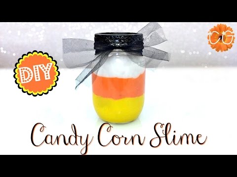 DIY CANDY CORN SLIME!  NO BORAX, LIQUID STARCH OR DETERGENT!