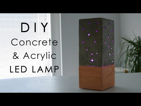 DIY Concrete and Acrylic LED Lamp with a Wooden Base