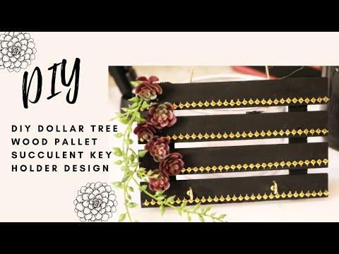 DIY Dollar Tree Wood Pallet Succulent Key Holder Design