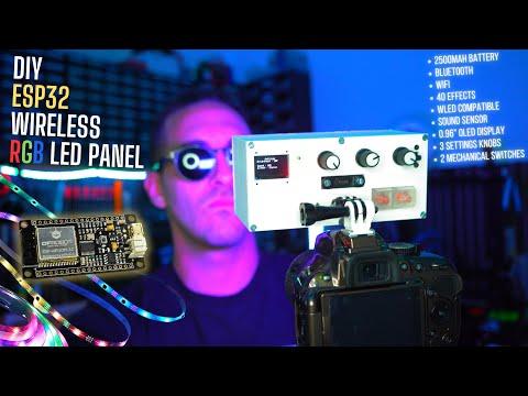 DIY ESP32 Wireless Sound Reactive RGB LED Panel with Battery for Video , Photography or Party