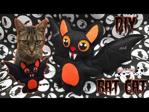 DIY How To Make a Felt Bat Cat Plushie &ndash; Halloween Decor Ideas &ndash; Free Sewing Tutorial &amp; PDF Template
