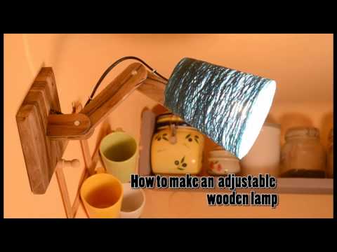 DIY How to make an adjustable wood lamp with a String lamp shade Home Tutorial