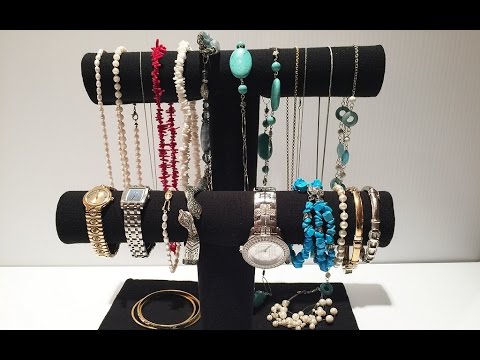 DIY Jewelry Display made with Paper Towel Rolls