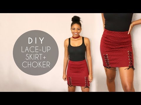 DIY Lace-Up Skirt + Choker (No Sewing)