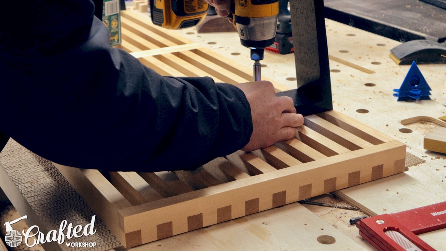 DIY Mid-Century Modern Slatted Bench Nelson Platform Bench Woodworking - 22.jpg